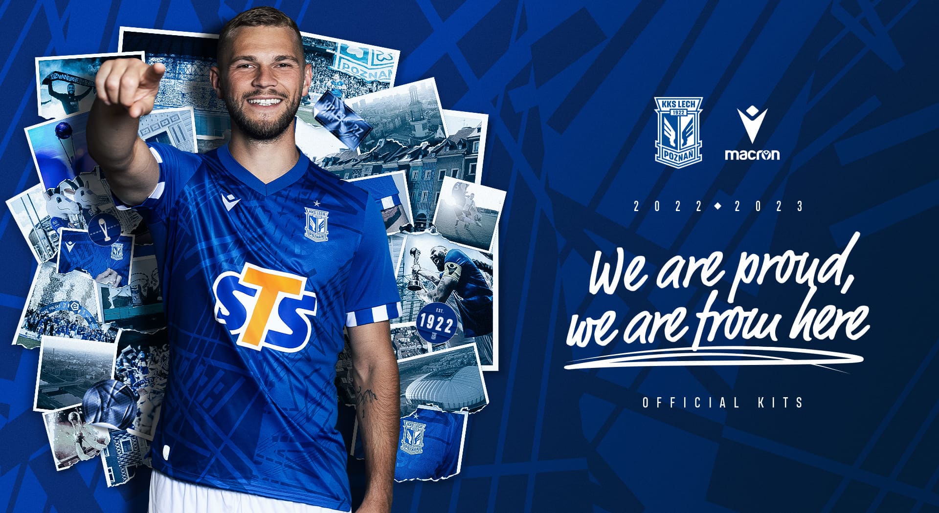 Blue, white and innovative graphics in the new Lech Poznan home shirt